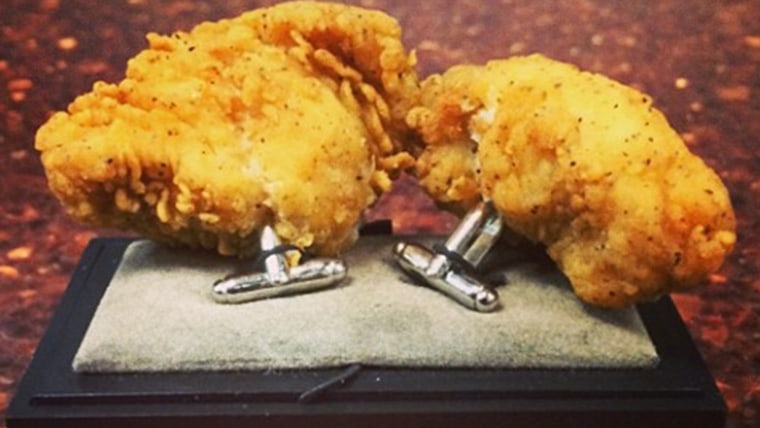 Carson Daly's suggestion became a reality when KFC designed a pair of edible cuff links for him after teaming up with a florist in Kentucky to create an edible corsage featuring a drum stick.