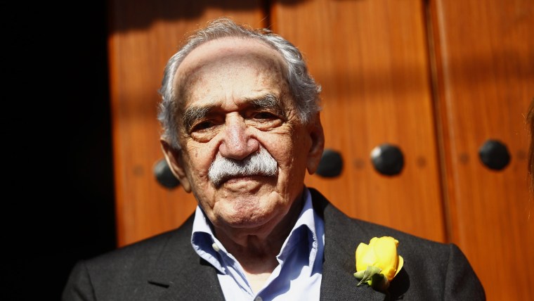 Colombian author Gabriel Garcia Marquez stands outside his house on his 87th birthday in Mexico City March 6, 2014. Nobel prize-winning author Marquez...