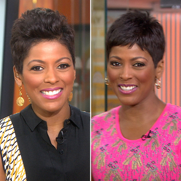 A close up of Tamron Hall's new hairstyle.
