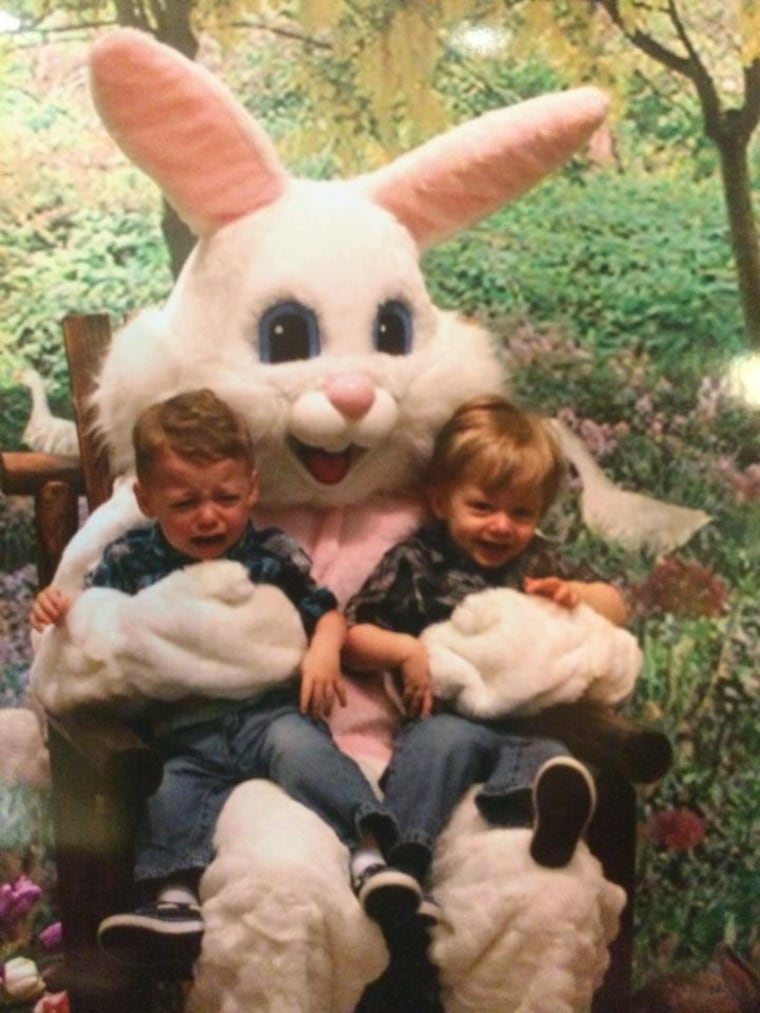 The Easter Bunny is one thing these fraternal twins do NOT see eye to eye on.