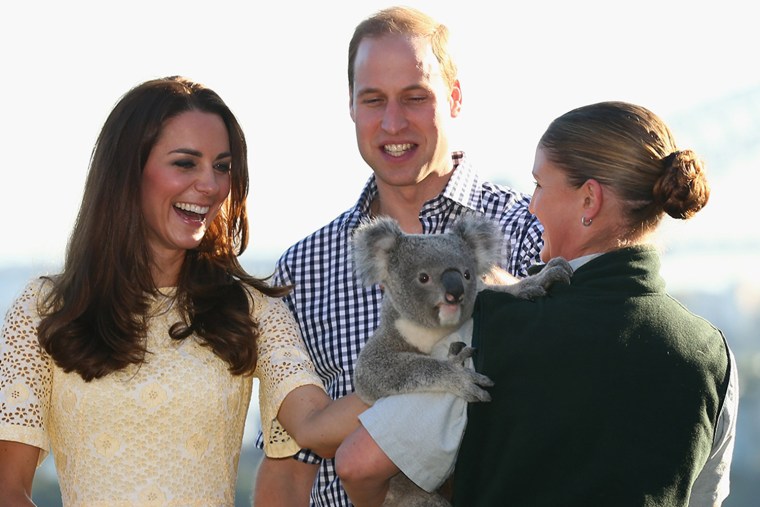 SYDNEY, AUSTRALIA - APRIL 20:  Catherine, Duchess of Cambridge, and Prince William, Duke of Cambridge meet a Koala at Taronga Zoo on April 20, 2014 in...