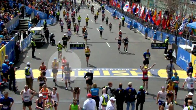 Natalie finishes Boston Marathon.