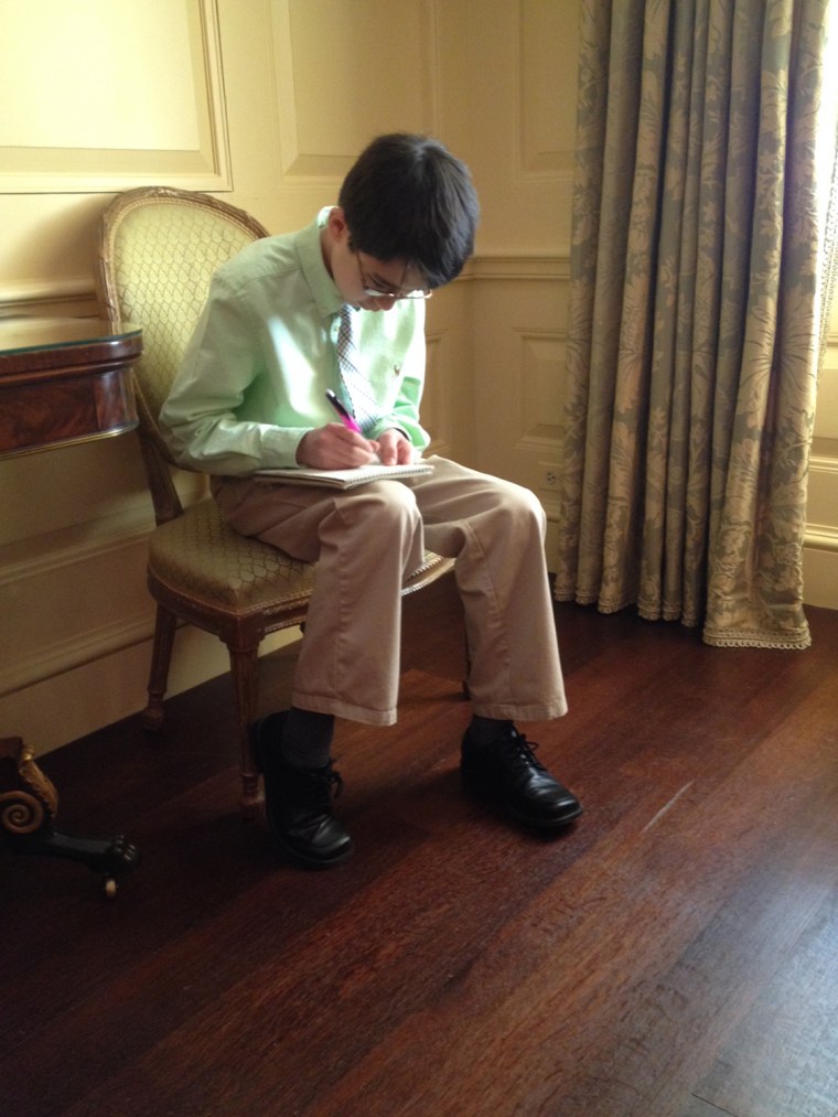 The writer takes notes before meeting Mrs. Obama.