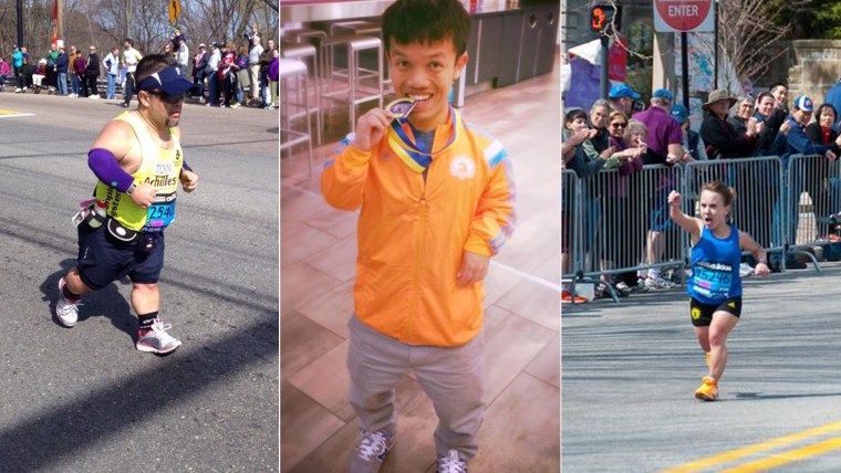 Runners John Young, Danh Trang and Juli Windsor at the Boston Marathon.