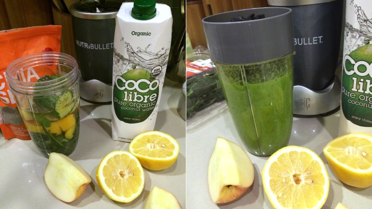 Before and after: Natalie's juice of the day.