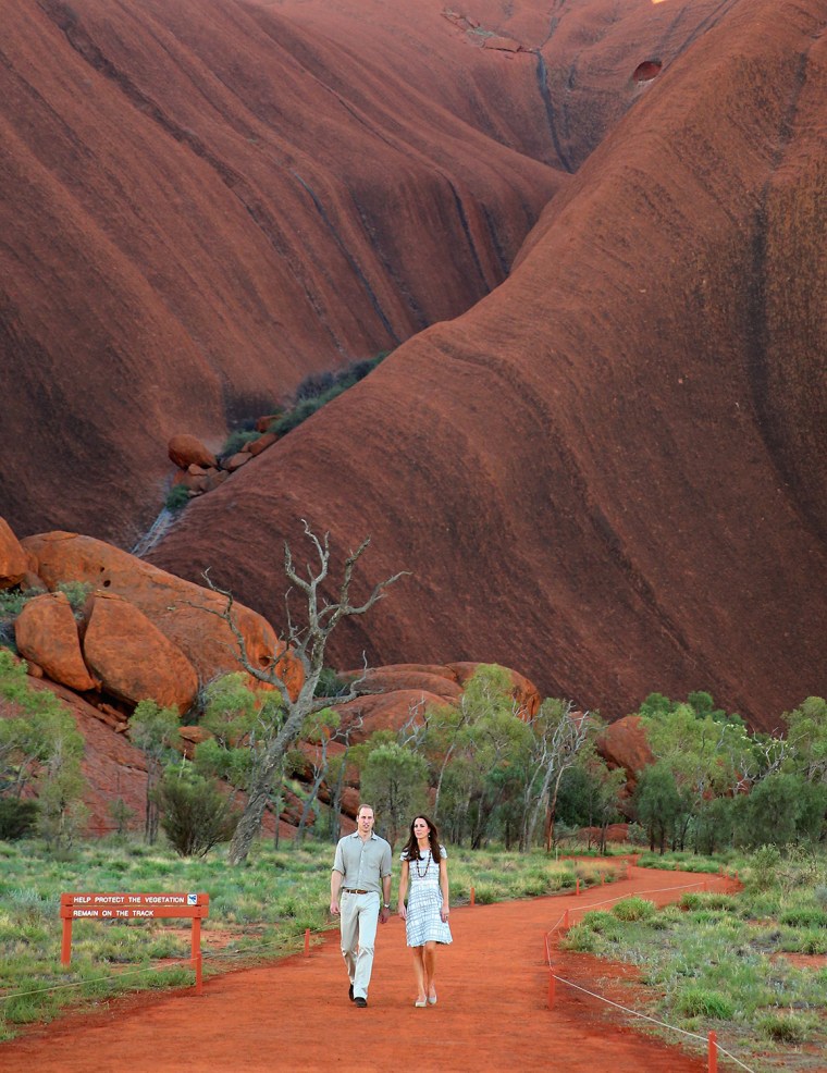 Kate and Will took a stroll at Australia's beloved Ayers Rock on April 22.