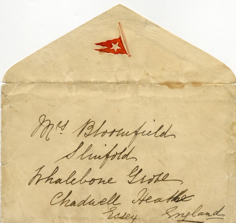 The original embossed envelope that held the Titanic letter also will be included in the auction.