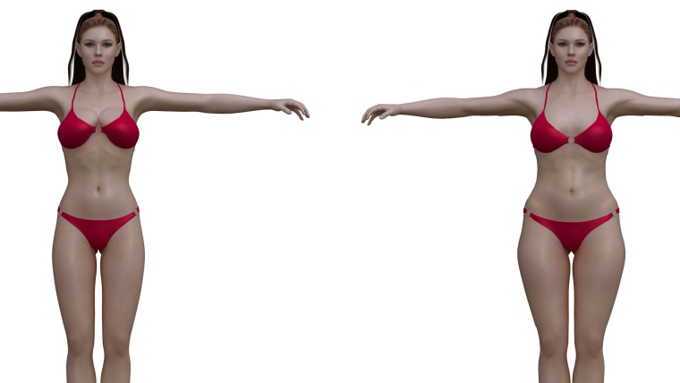 Ideal woman (left) and the average female body for women in the UK