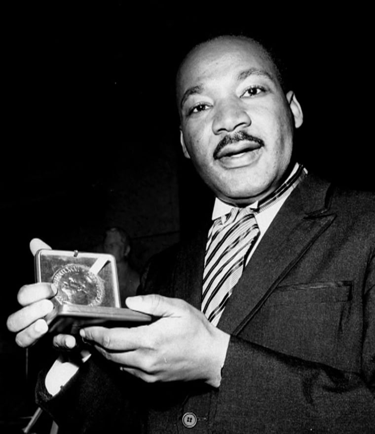 Martin Luther King with his Nobel Peace Prize.