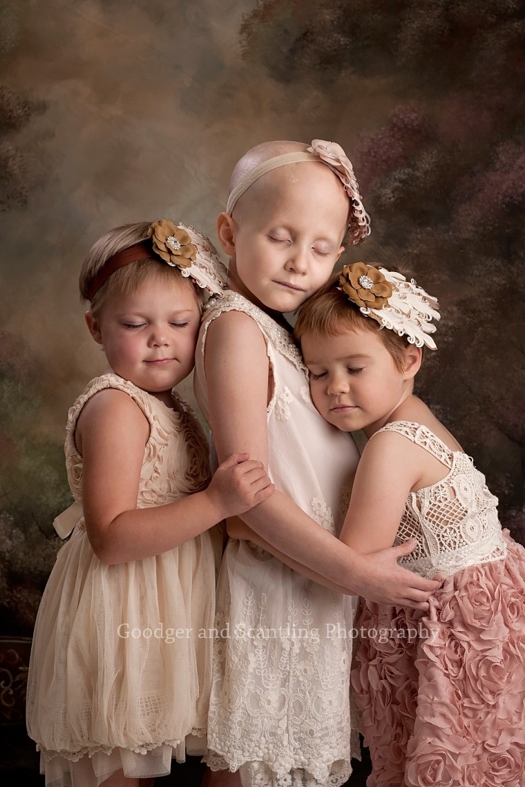Three girls in remission from cancer reunited on Saturday to take this updated photograph.