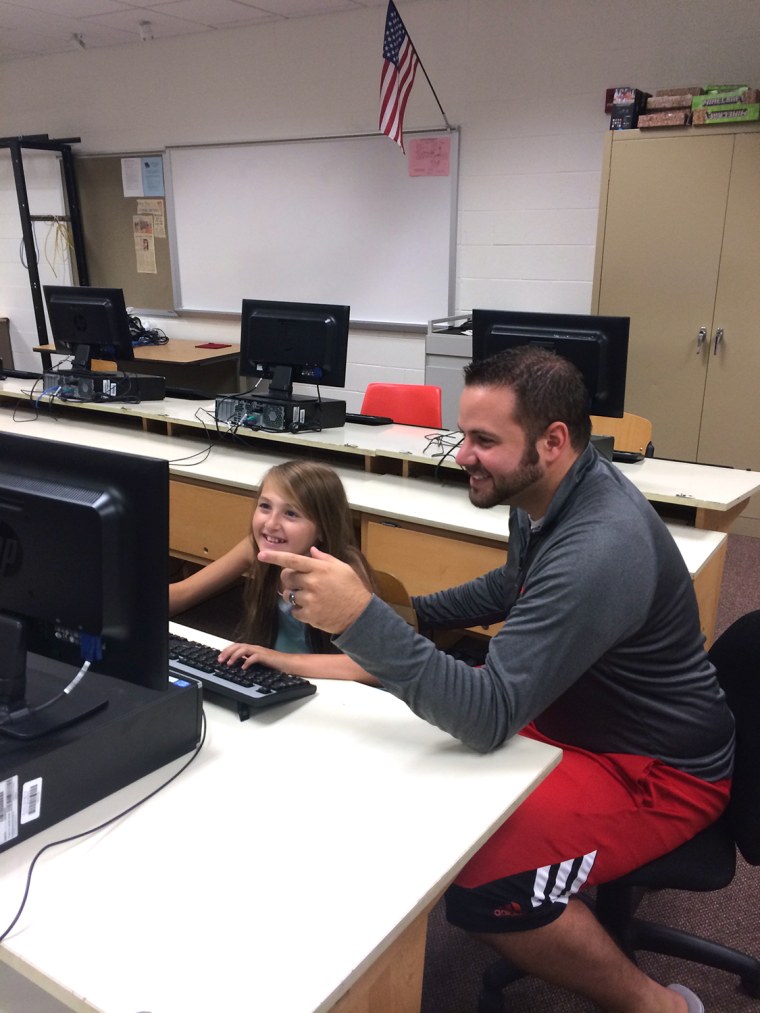 Adam Scanlan and student, Bri, at South Milwaukee High School.