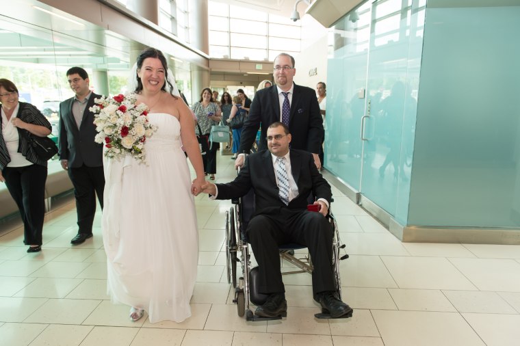James Lauricella and Kimberly Mikucki tied the knot on Saturday in the hospital, where the groom is being treated for cancer.
