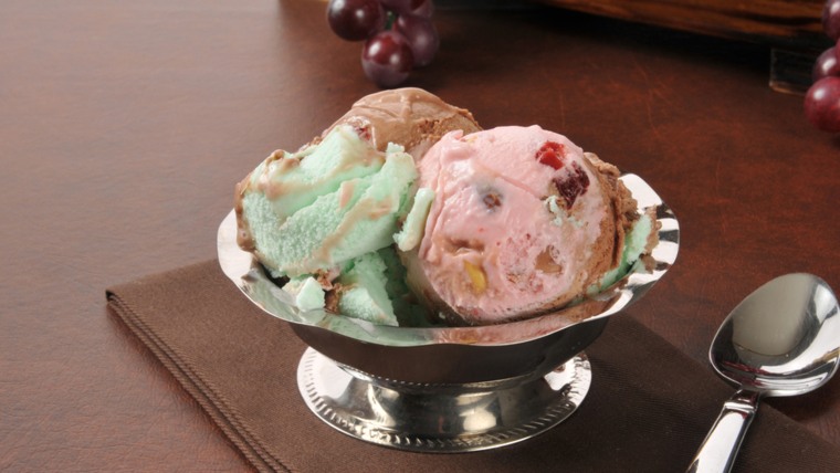 A dessert dish of spumoni, an Italian ice cream; Shutterstock ID 139306424; PO: Today.com