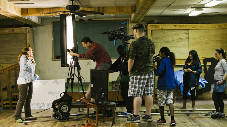 Production of the \"Happy\" video made by the Deaf Film camp students.
