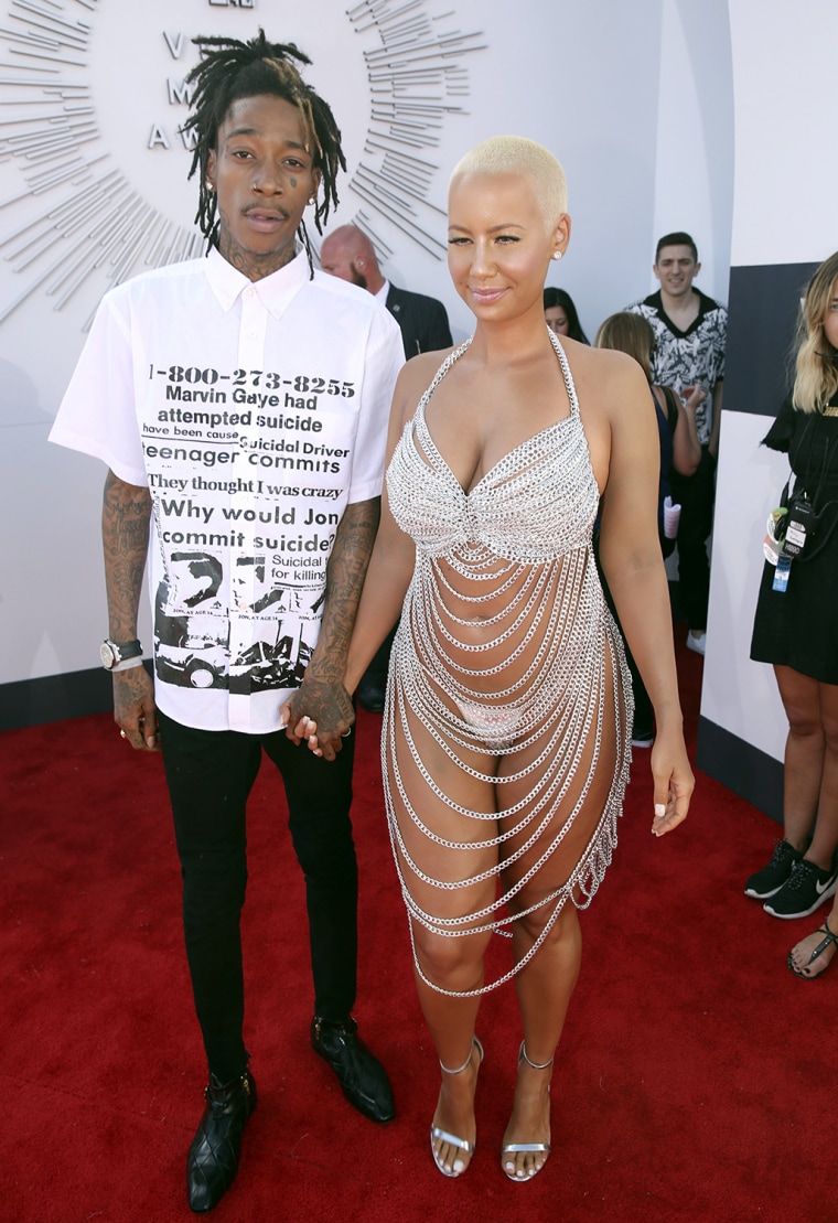 Wiz Khalifa, left, and Amber Rose arrive at the MTV Video Music Awards at The Forum on Sunday, Aug. 24, 2014, in Inglewood, Calif. (Photo by Matt Sayl...