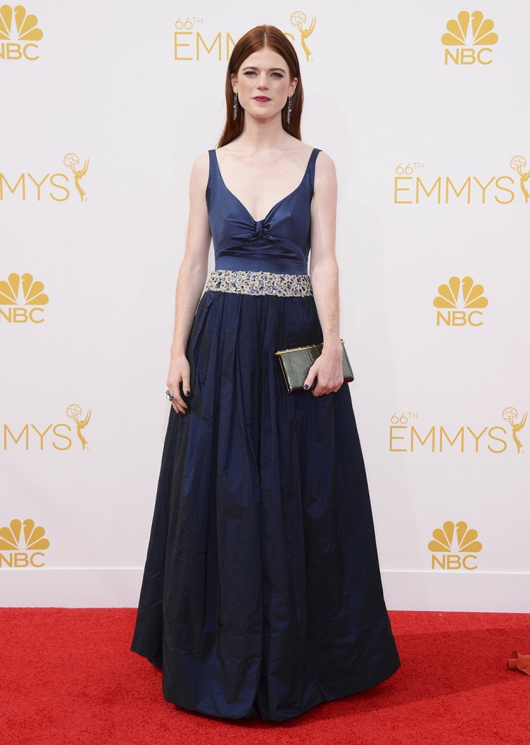 Rose Leslie arrives at the 66th Annual Primetime Emmy Awards at the Nokia Theatre L.A. Live on Monday, Aug. 25, 2014, in Los Angeles. (Photo by Jordan...