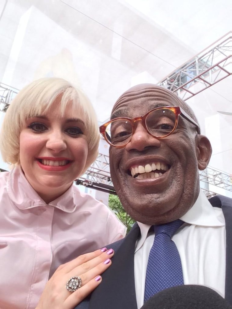 Al Roker and Lena Dunham at the 2014 Emmy Awards.