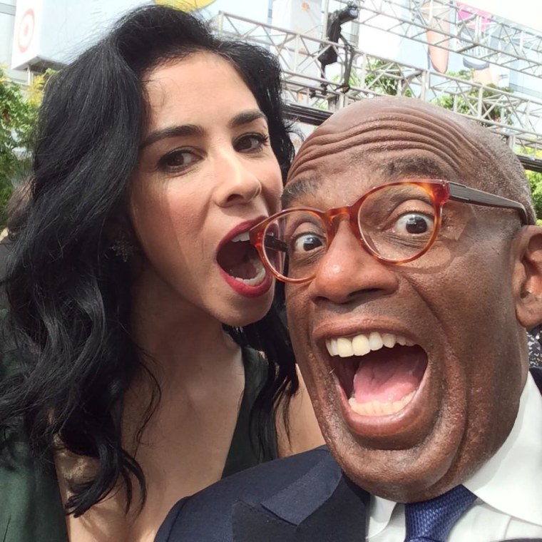 Al Roker and Sarah Silverman at the 2014 Emmy Awards.