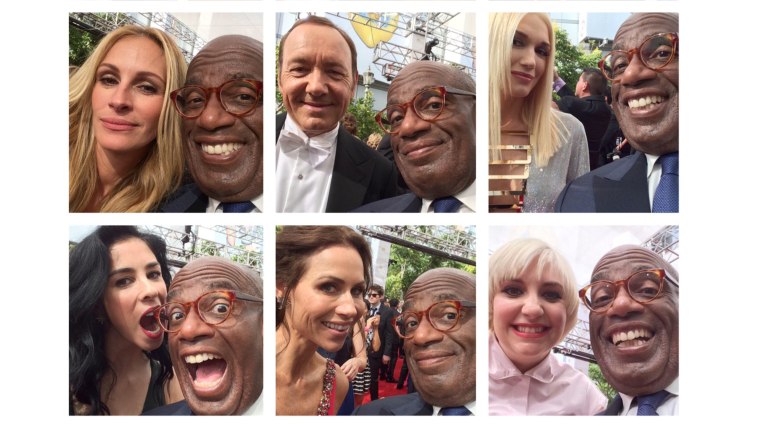 Al takes selfies with celebrites at the Emmys