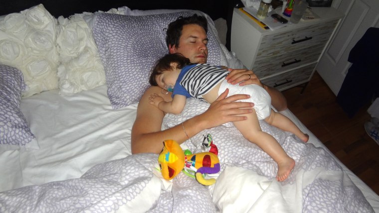 The sleeping on Dad position (Jenson and dad Olly Poltzer)