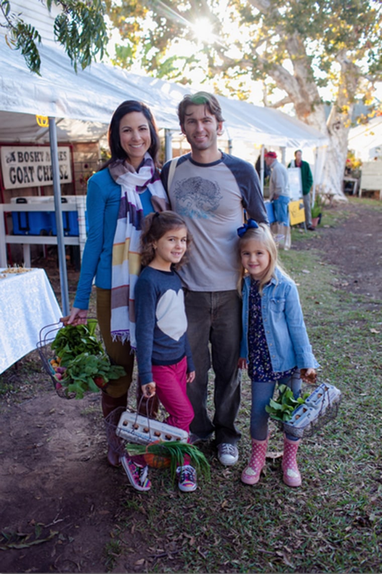 The Leake family at a farmers market.