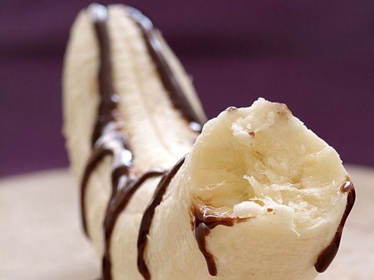 frozen chocolate-drizzled banana