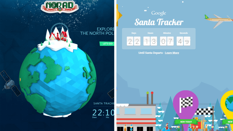 Image: Santa tackers from NORAD and Google