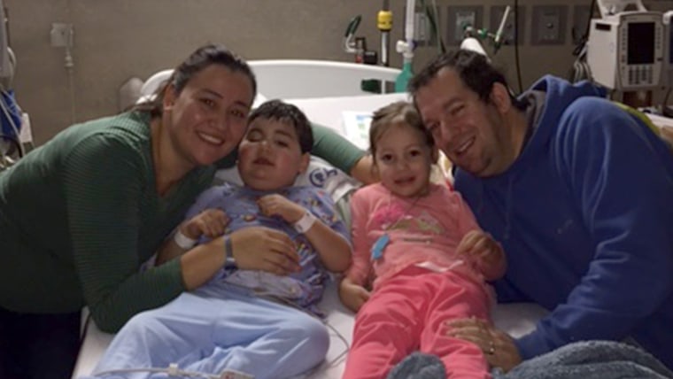 Evan and Dina Lefkowitz with their son Adam and daughter Emily on Thanksgiving Day at Children's Hospital of Philadelphia.