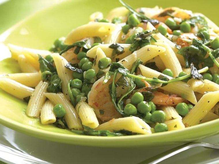 Penne with Peas, Shrimp & Basil