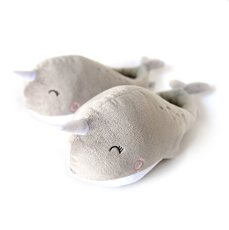 Narwhal USB Heated Plush Slippers