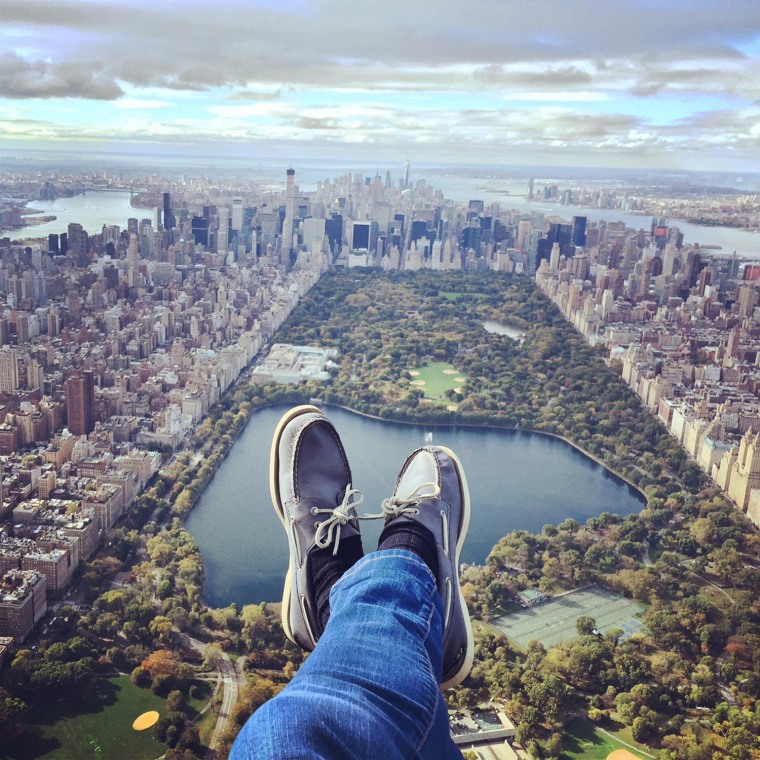 Sneakers above central park