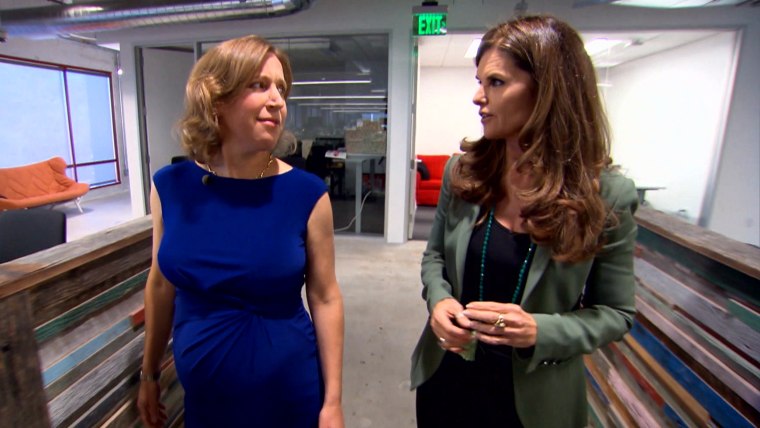 \"After my kids go to bed, I check email. It's about having that balance,\" Wojcicki tells Shriver.