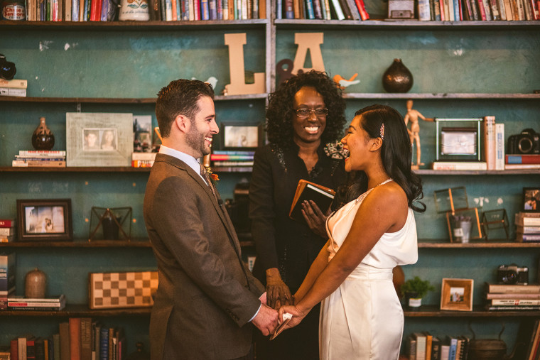 Anthony Carbajal and Laarne Palec held their wedding at Back to the Grind Coffee Shop in Riverside, California, where they went on their first date.