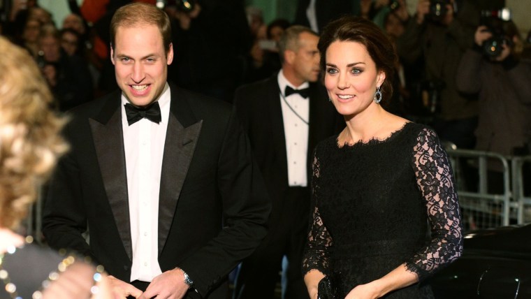 Britain's Catherine, Duchess of Cambridge (R) and Prince William, The Duke of Cambridge arrive to attend the Royal Variety Performance at the London P...