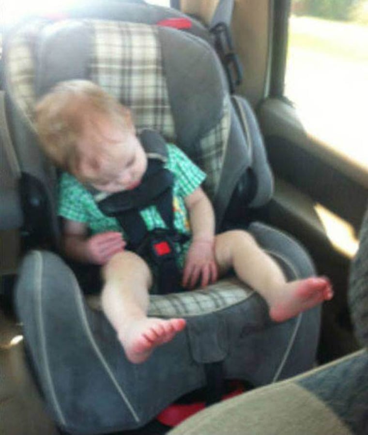 n this photo found after her son's death, Wagner says she discovered that her son was not properly secured in the car seat.