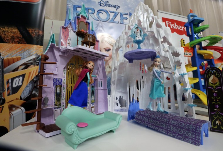 This Oct. 1, 2014 photo shows Disney's Frozen Castle & Ice Palace Playset at the TTPM Holiday Showcase, in New York.