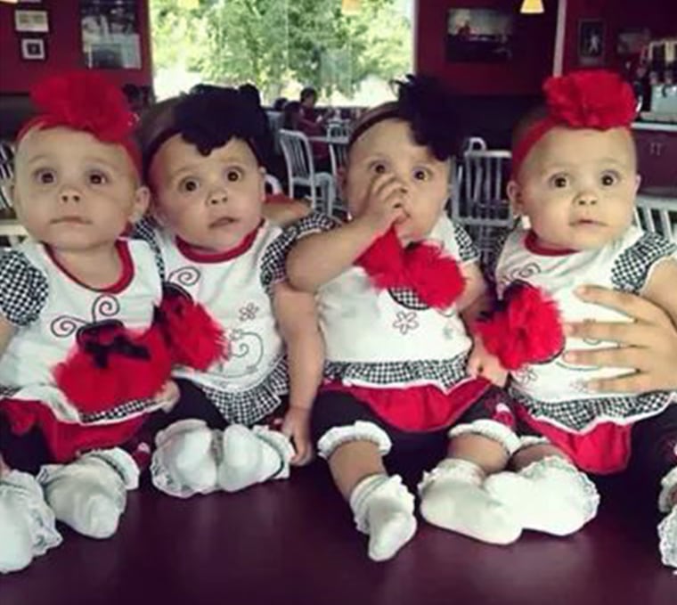 Kenleigh, Kristen, Kayleigh and Kelsey in September, 7 months after their surprise entrance.