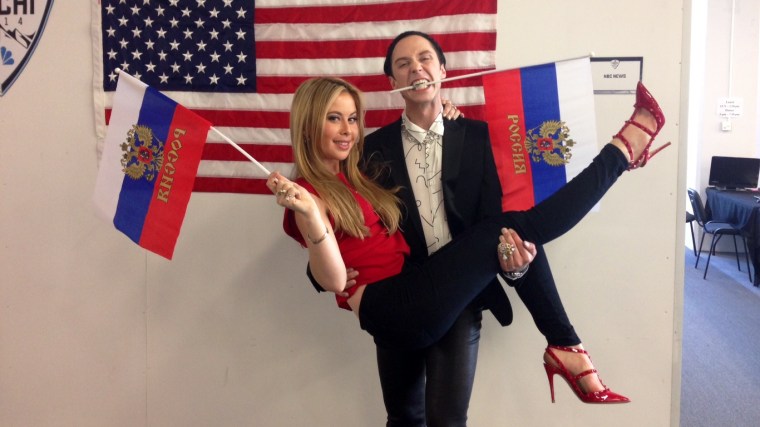 Johnny and Tara strike a pose in Sochi.
