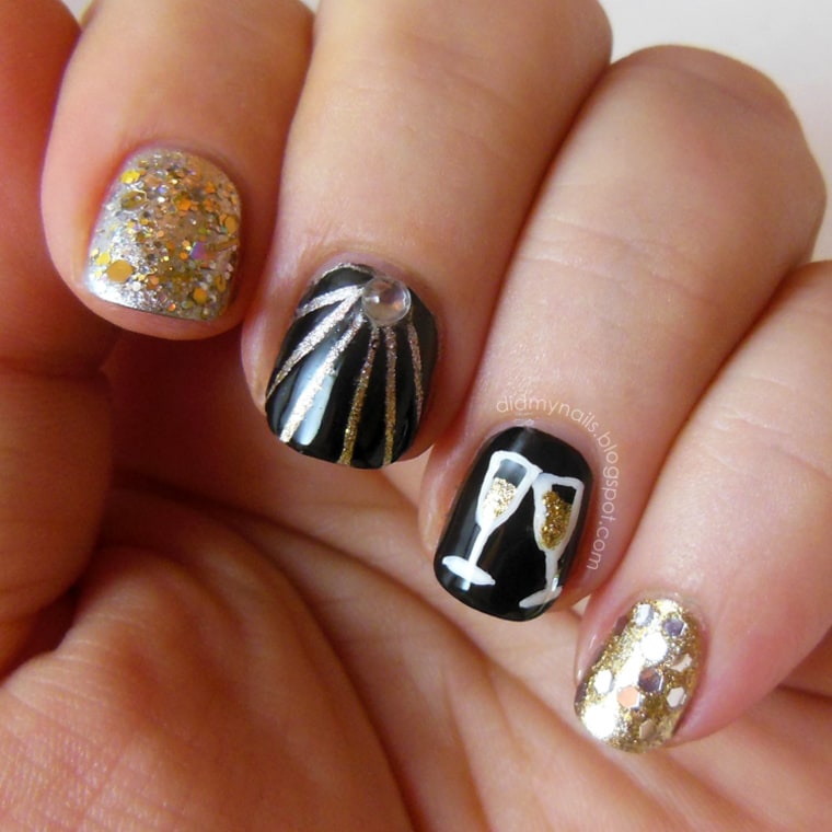 10 Party Perfect Black and Gold Nail Designs