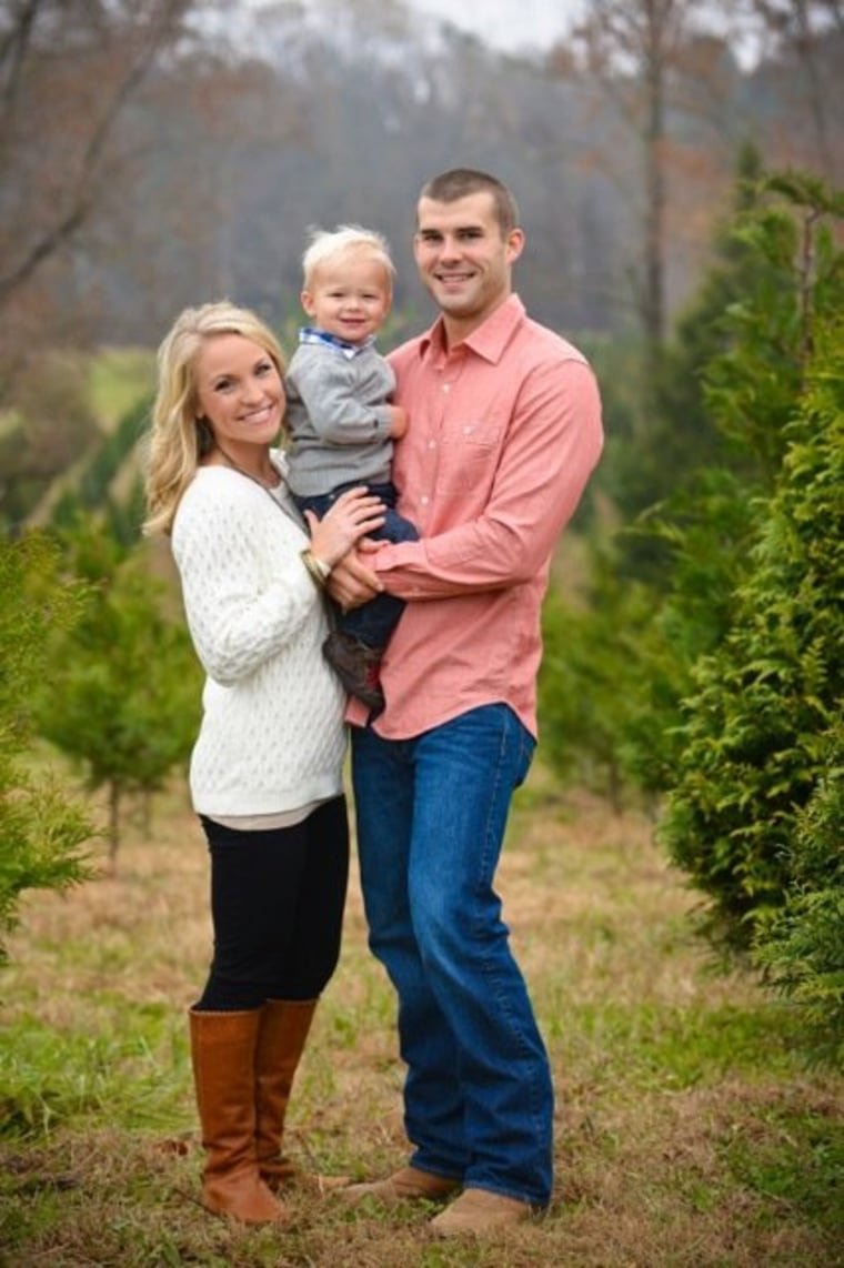 With counseling and Erik's friendship, Matt Swatzell (here, with his wife and son) has overcome his anxiety and guilt.