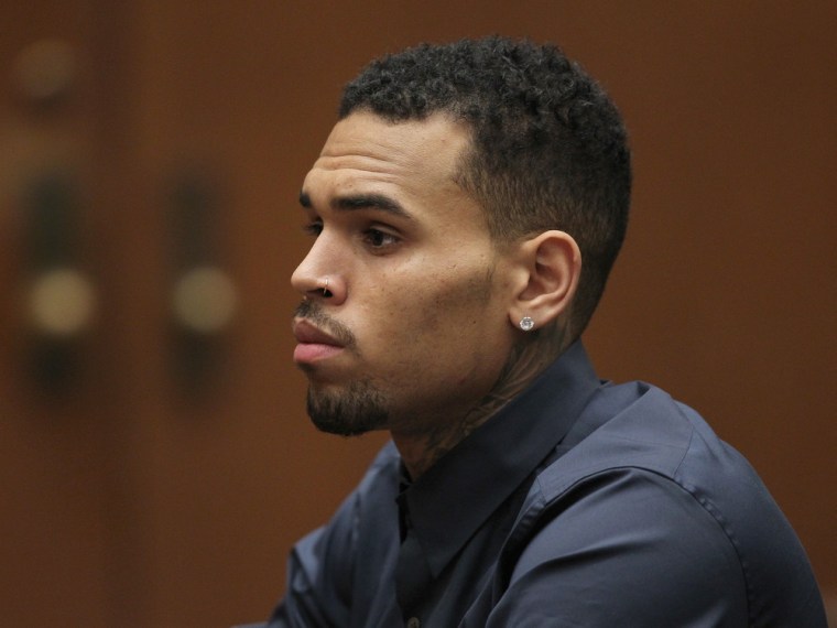 R&B singer Chris Brown appeared in court for a probation progress hearing in Los Angeles on Monday.