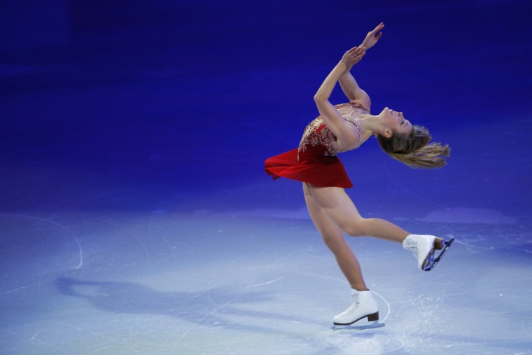 Fourth place finisher Ashley Wagner skates during an exhibition event at the conclusion of the U.S. Figure Skating Championships in Boston on January ...