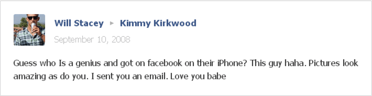 Will and Kimmy Facebook message