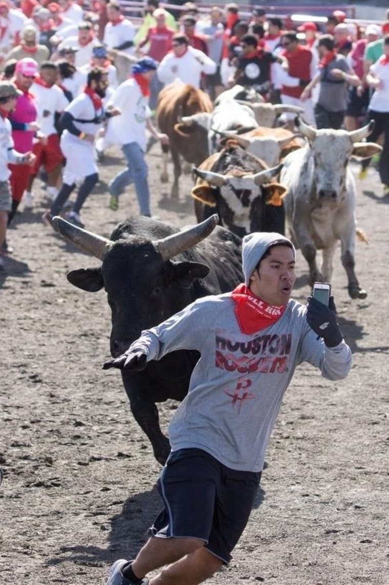 This photo of Christian Plaing taken by the Houston Press during The Great Bull Run near Houston on Jan. 25 went viral.