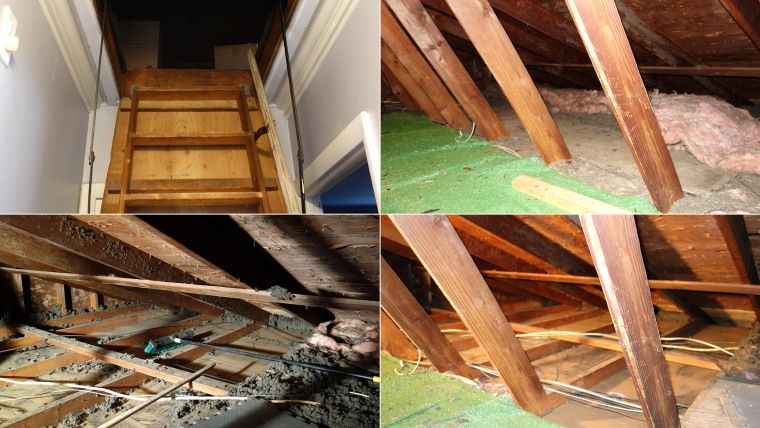 The “crappy part” of the project, according to Brian, was removing nine trash bags worth of insulation from the attic.