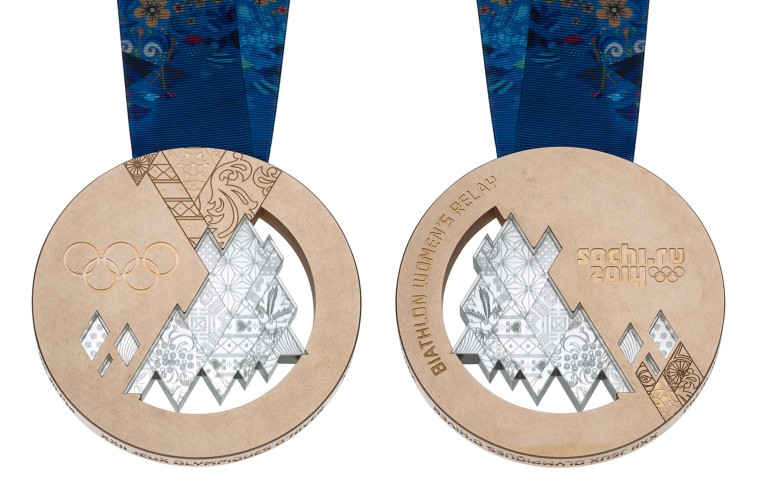 The bronze medal design for the Sochi 2014 Winter Olympics.