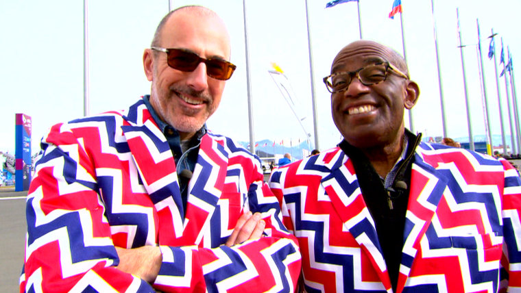 Matt Lauer and Al Roker look the part of Olympians (with the aid of the Norwegian curling team)