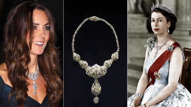 Dazzling diamonds: Kate wears Queen Elizabeth's rare jewels to gala