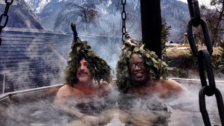 Matt, Al in the hot tub.