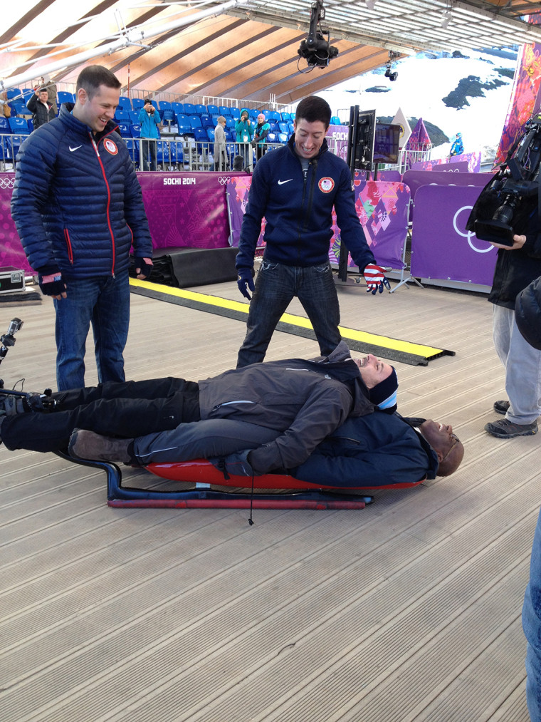 TODAY's Matt Lauer and Al Roker don their spandex outfits and hit the double luge in honor of the Winter Olympics.